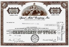 Spiral Metal Company Inc., New Jersey, 1972  (100 Shares) - Schweickart & Co