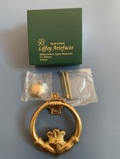 NIB Vtg Liffey Artefacts Brass Irish Claddagh Door Knocker w/Hardware 4.5” NEW