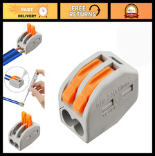 100 Pcs Compact Wire Connectors - 2 Conductor Lever Nuts, Fast Terminal 28-12 AW