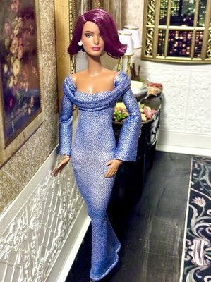 OOAK Tall Fashion Doll Size Chic Shimmering Lilac Evening Gown Ensemble! Last 1!