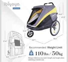 Ibiyaya Hercules 2.0 Large Dog Stroller- 110lb weight limit. Great for big dogs!