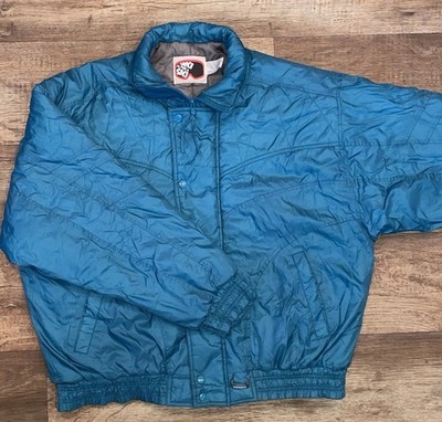 Vintage Alpine Ski Jacket Puffer Coat Blue  Men s X-Large Snow Board Zip/Button