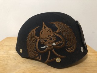 Bell Drifter Half Motorcycle Helmet Brown Suede with Gold Skull/Wings