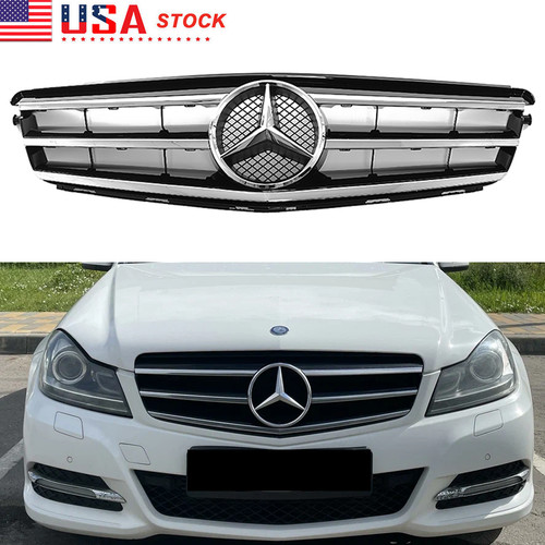 Front Grille Grill W/Star For Mercedes Benz C-Class W204 2008-14 C250 C300 C350