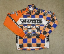 Maglia ciclismo vintage Kona grande arancione manica lunga retrò MTB Maxxis bici Y2K