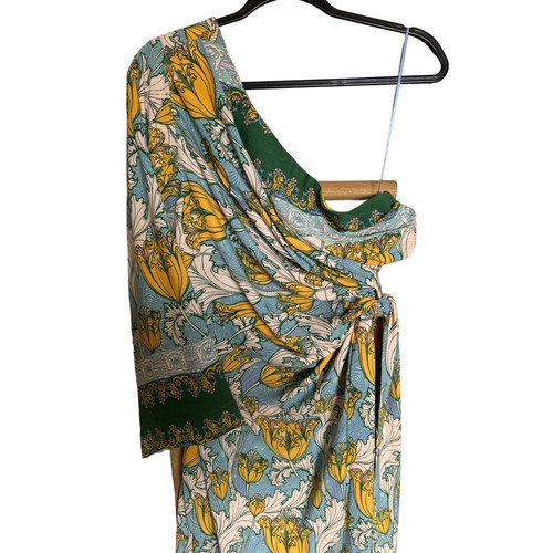 Free People New Pardon My French Dress Maxi One Shoulder Tropical Print Large - Picture 6 of 13