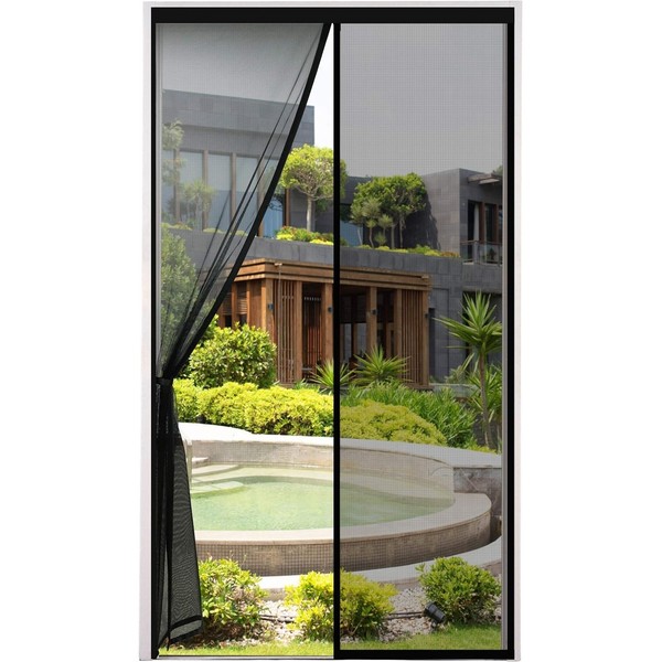 Fliegengitter TüR Magnet 110X220 Cm Schwarz Insektenschutz BalkontüR Klettband-image