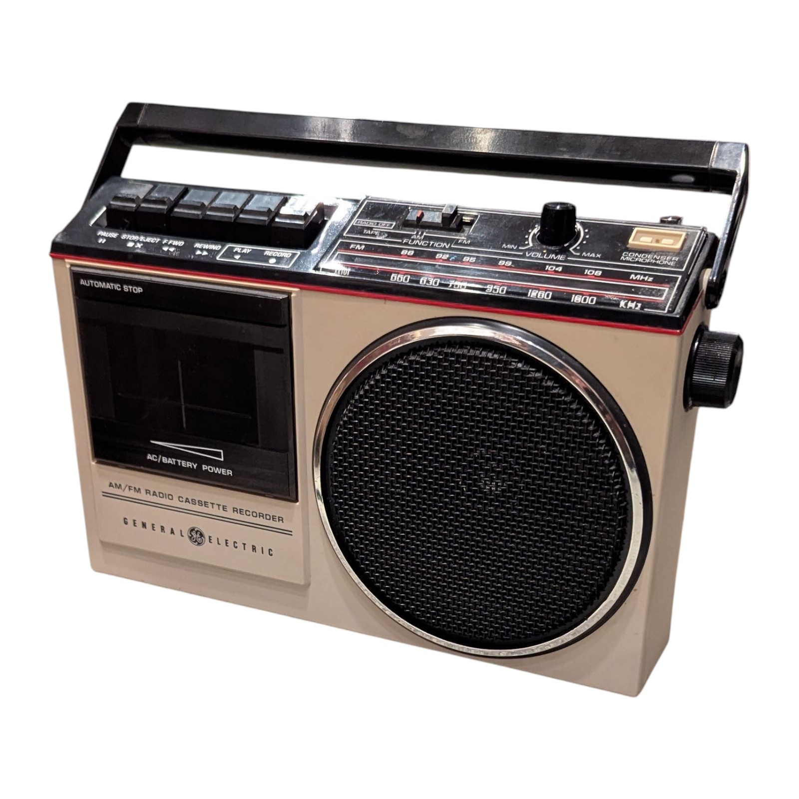 Vtg Radio GE General Electric AM/FM Cassette Tape Player Recorder Boombox 3-5244