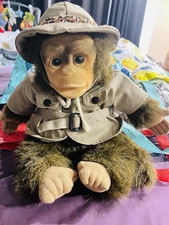 Vintage 1992 HOSUNG Jungle Safari Monkey Chimp Chimpanzee Stuffed Plush Puppet
