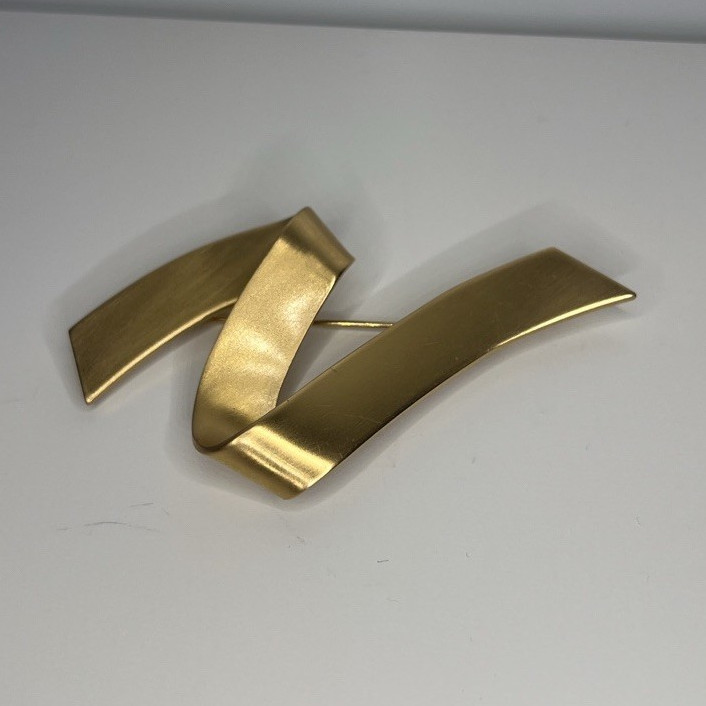 Vintage Monet Gold Tone Asymmetrical Abstract Brooch Pin, Signed Modernist Retro