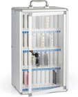 36 Slots Aluminum Alloy Pocket Cell Phones Storage Cabinet w/ Lock & Handle