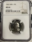 1965 NGC MS66 WASHINGTON QUARTER 25c BUSINESS STRIKE MS 66