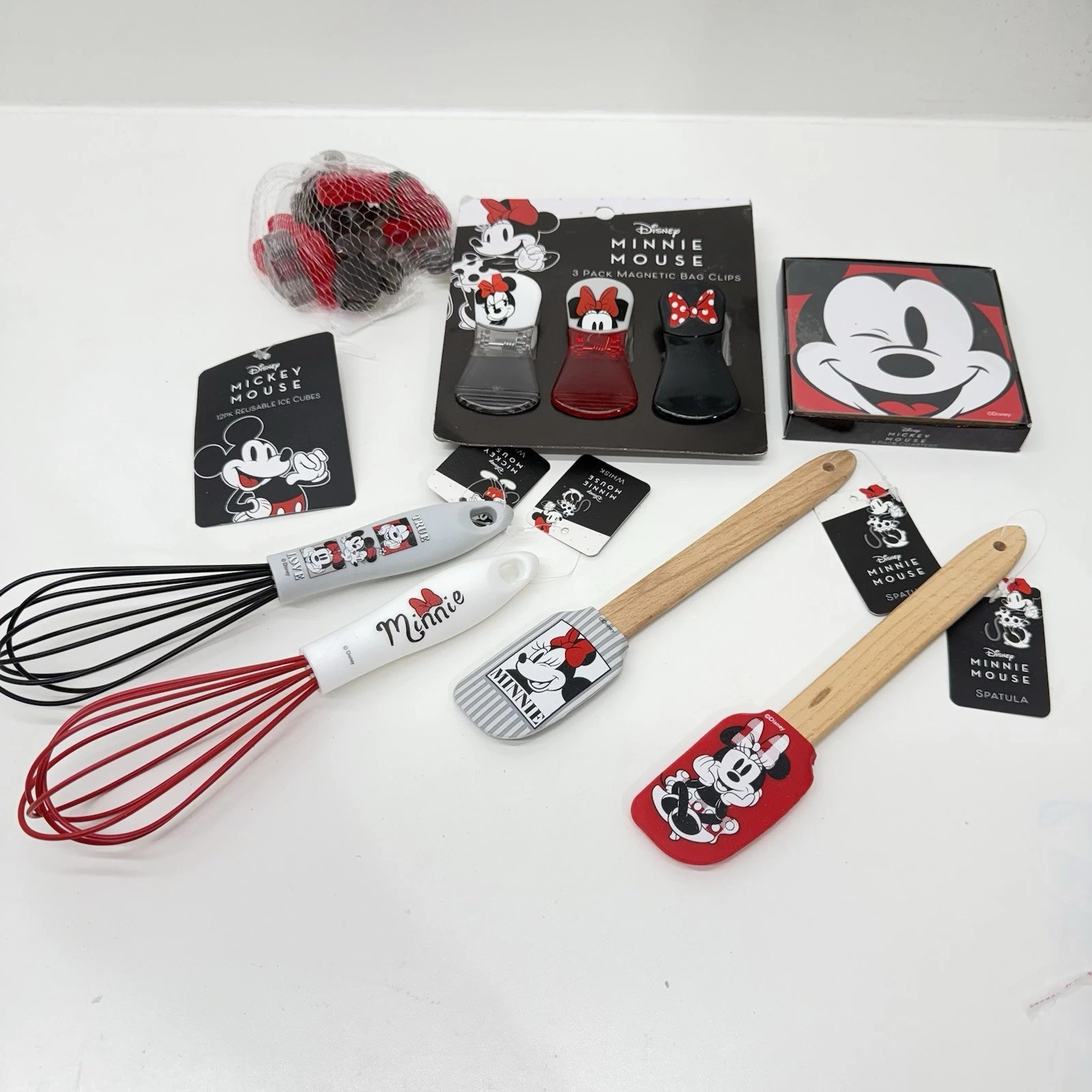Lot Disney Mickey Mouse Kitchen Utensils Spatulas Whisks Magnetic Clips Coasters