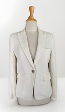VERONICA BEARD Sz 8 Dickey Blazer Cotton Blend One Button Tailored White Crepe
