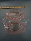 Vintage  Pink Depression Glass Serving Dish Handles Divided