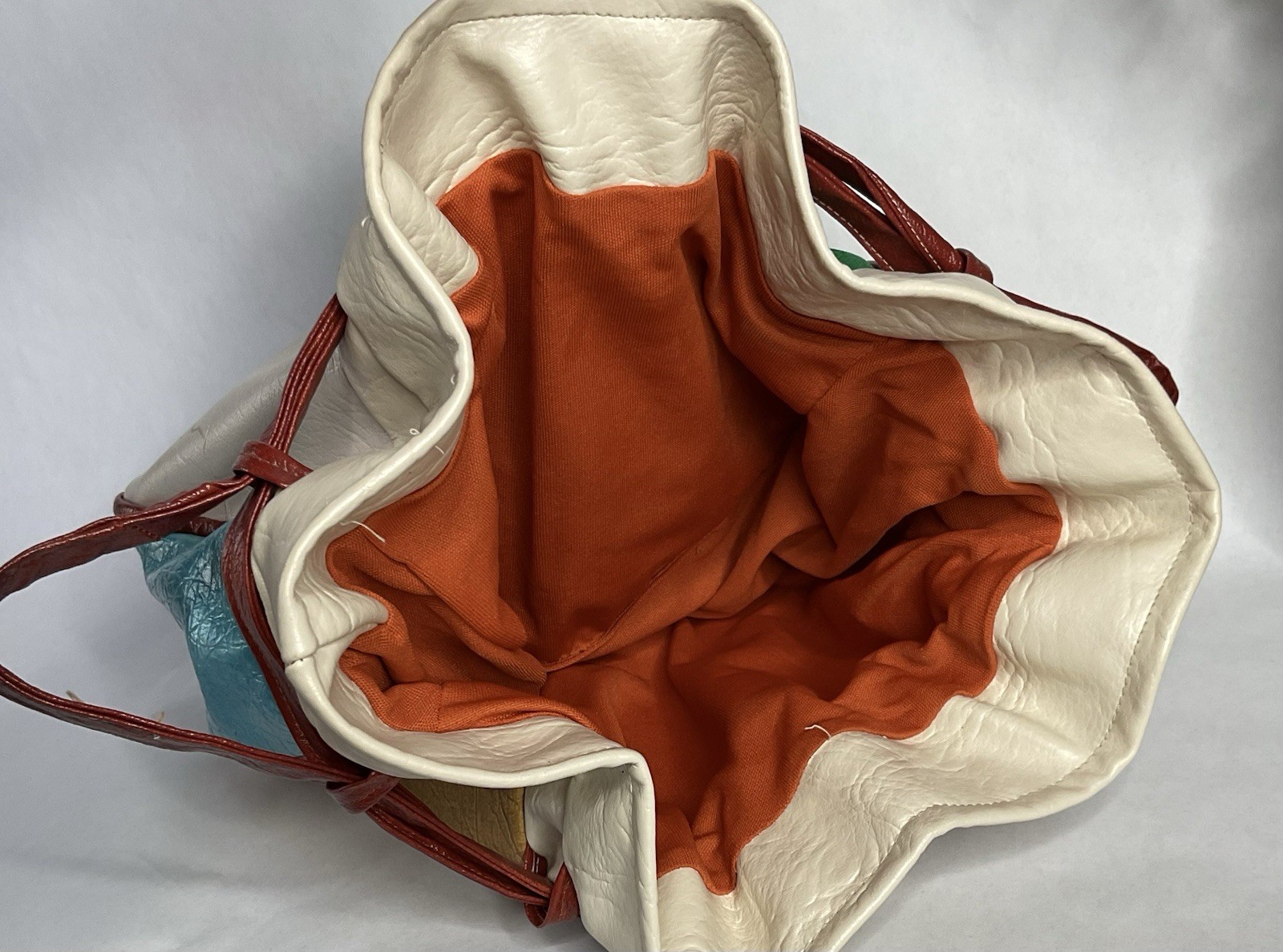 1960s 1970s Multi Colored Patchwork Drawstring Bu… - image 9