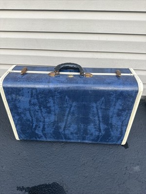 Vintage Samsonite Shwayder Bros Inc Blue Marble Luggage Suitcase Hard Shell 21 