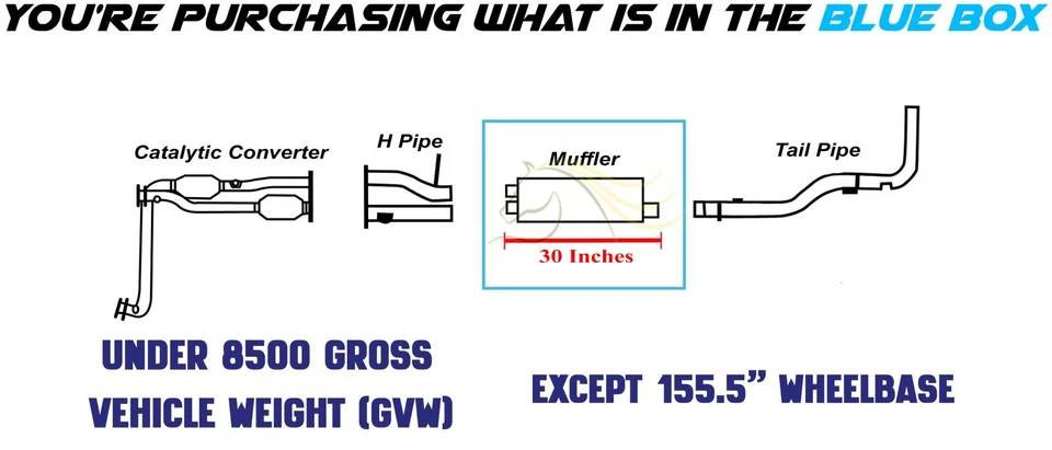 Silenciador de escape de acero inoxidable para Chevrolet 1996-1998 y GMC C2500 5,7 L Foto 3 de 4