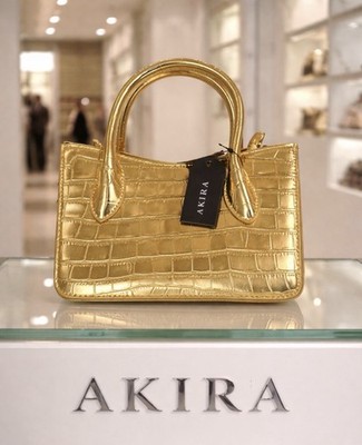 AKIRA Gold Crocodile Pattern Satchel