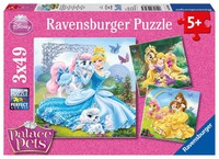 Disney Palace Pets: Belle, Cinderella Und Rapunzel. Puzzle 3 X 49 Teile Spiel