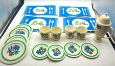 Vintage Childs Play Dish Set Plates Cups Pitcher and Placemats Service for 4