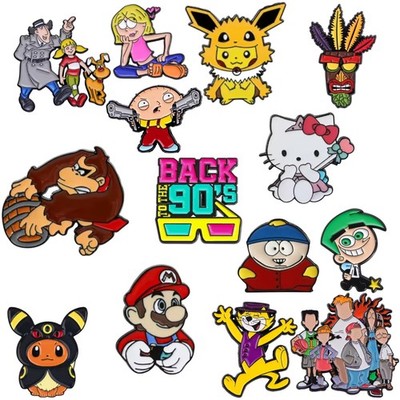 Emaille Pin Anstecker 90er Cartoon Style Gaming Pokemon Hello Kitty South Park Mario
