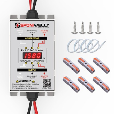 Sponiwelly Soft Start Kit for Rv Air Conditioner, Display Real-time Silver 