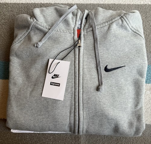 Nike x Supreme Zip Up Hooded Sweatshirt Air Max Heather Grey SS25 Size Medium