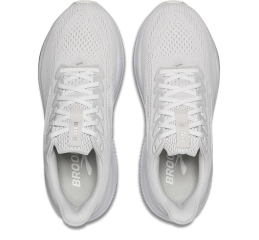 Brooks Women's Ghost 17 White/White/Grey Athletic Lace Up Shoes- Medium/B