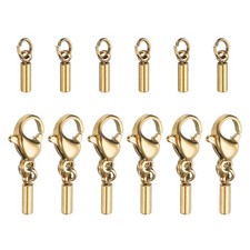 6pcs Cord End Cap 1mm ID Lobster Claw Clasp End Caps Stainless Steel Gold Tone