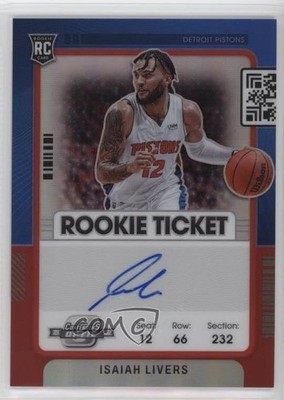 2021-22 Panini Contenders Optic Red Prizm 52/75 Isaiah Livers #134 Auto 0e9i