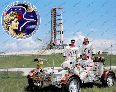 Apollo 17 Astronaut Crew Lunar Rover NASA Saturn V Space Photo Print