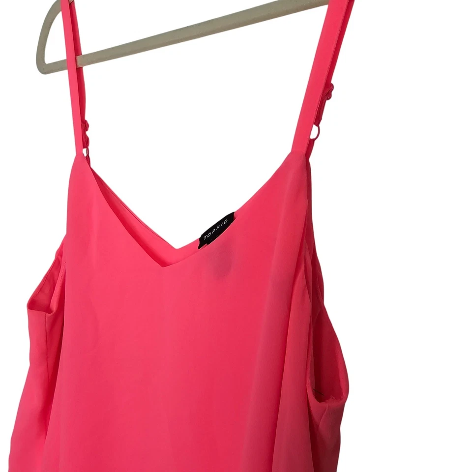 Camiseta sin mangas Torrid Top Cami Mujer 00 Rosa Cuello en V Camiseta sin mangas Mujer Informal Top Columpio Foto 4 de 4