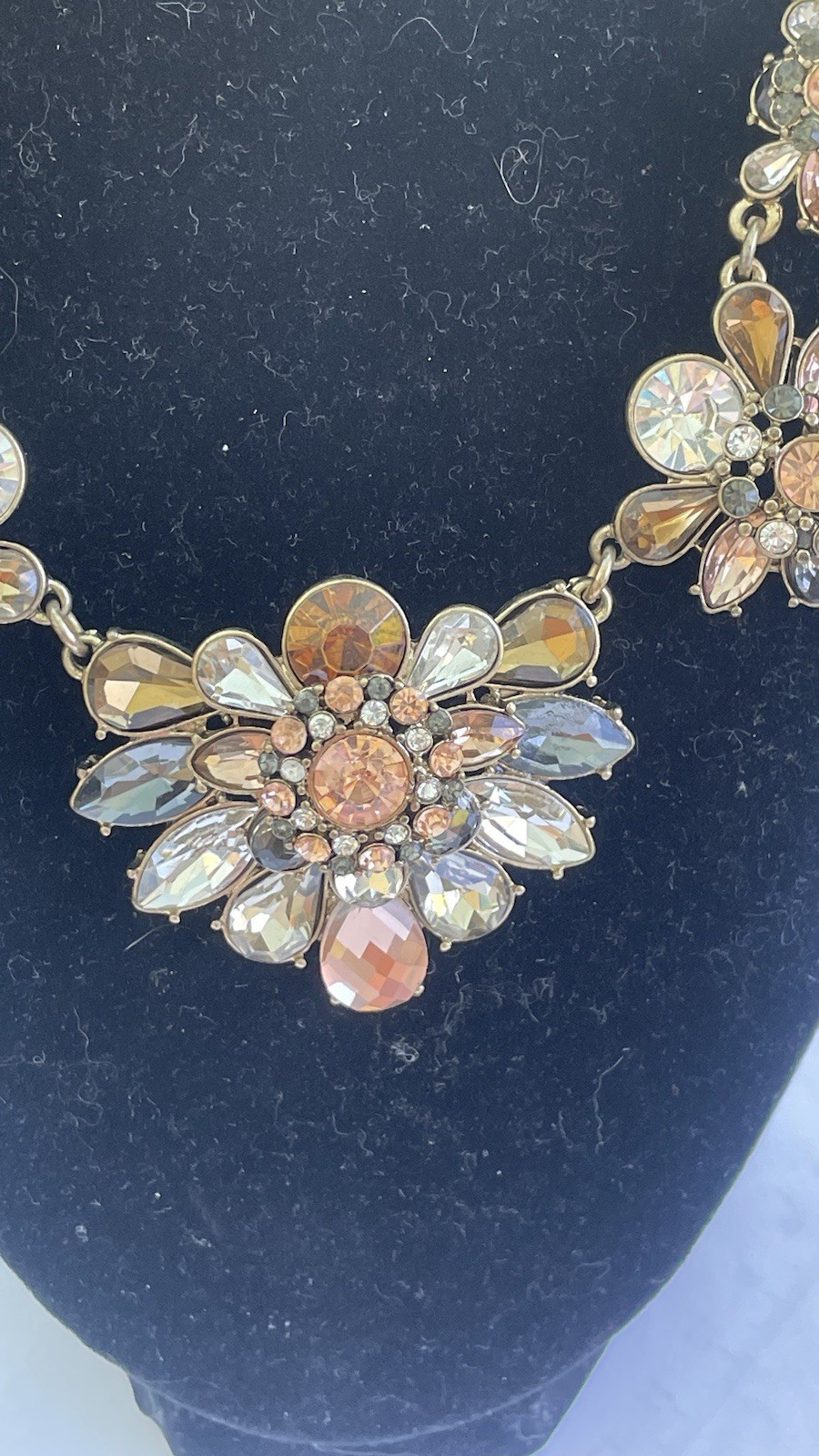 Statement Fall/ Rose Clear Crystal On GoldTone Ch… - image 2