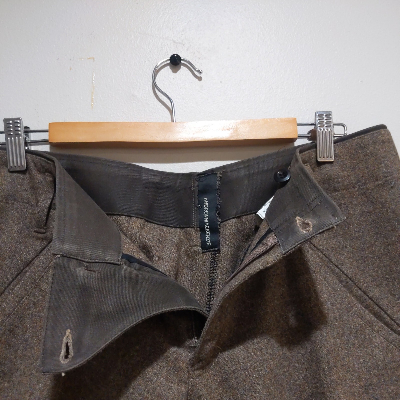 Men's Andrew Mackenzie Brown Wool Cotton Blend Tailored Pants image 7