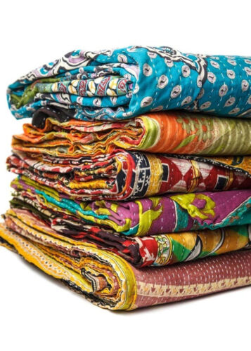 Vintage Baumwolle Kantha Quilt Überwurf Bettwäsche Indische Decke... - Bild 1 von 5