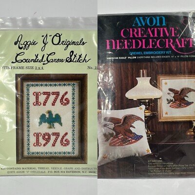 VTG  Crewel/Embroidery Creative American Eagle  And Aggie J Original 1776 CS