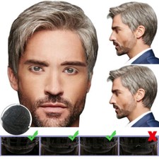 Herren Männer Echthaar Perücke Toupet Kurz Haarperücke Natürliche Wigs Haarteil