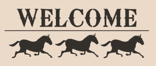 Stencil WELCOME Horses Farm Sign Pillow Crafts Country Cottage Primitive - Afbeelding 1 van 3
