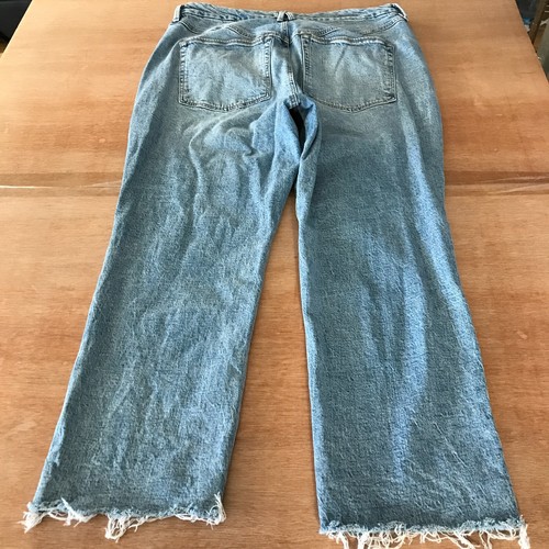 Good American Straight Jeans Damen 16 Blau High Rise Raw Hem Medium Wash - Bild 2 von 12