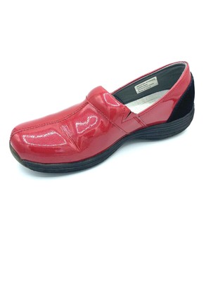 sanita red patent leather clogs
