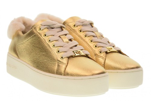Michael Kors scarpe donna sneakers piattaforma 43F7POFS1M POPPY LACE UP ORO  A17 | eBay