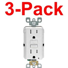 LEVITON 3-Pack 15 Amp 125V Duplex SmarTest Self-Test Tamper Resist GFCI Outlet