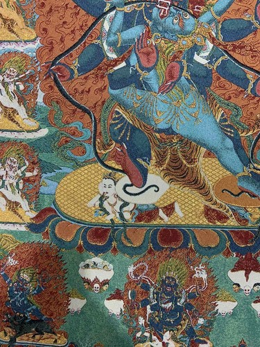 Murale 36 pollici Xizang seta tibetana Mahakala Buddha arrabbiato Thangka - Foto 5 di 6