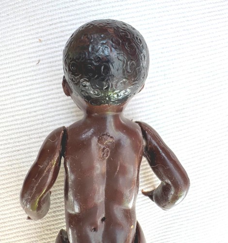 VINTAGE 9cm BLACK FRENCH CELLULOID BABY DOLL PETITCOLLIN - Picture 6 of 6