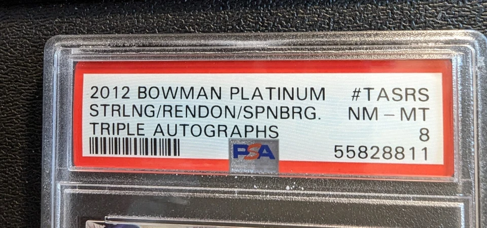 2012 Bowman Platinum Anthony Rendon RC Auto /10 Starling Spangenberg PSA 8 - Image 4 of 4