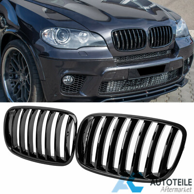 Kühlergrill Sport Grill Nieren für BMW X5 E70 X6 E71 glanz schwarz Einzelsteg