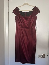Dolce & Gabbana womens dress, burgundy, satin, knee length, size 44 EU 