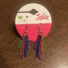 Neu JUSTICE Mädchen Haken Ohrringe baumelnd bunte Ketten