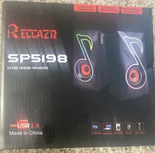 RECCAZR Computer Speakers, RGB Gaming PC Speakers with 6 Lights Modes and Eas...